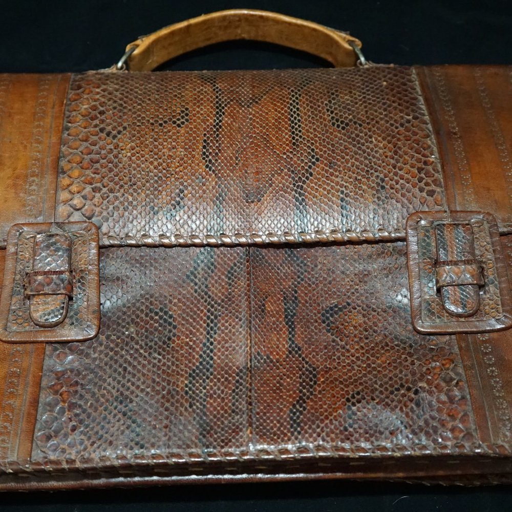 LEATHER SNAKE SKIN BRIEFCASE